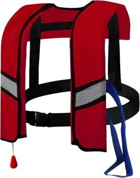 150N Automatic Inflatable Life Jacket  Adjustable Nylon Swim Vest with CO2 Inflation, Reflective Strips & Safety Buckle