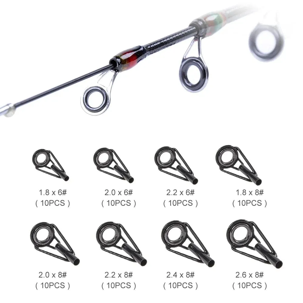 80Pcs Telescopic Fishing Rod Guide Tip Repair Kit Rod DIY Eye Rings Fishing Rod Guide Fishing Tackle For Outdoor Fishing
