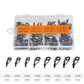 80Pcs Telescopic Fishing Rod Guide Tip Repair Kit Rod DIY Eye Rings Fishing Rod Guide Fishing Tackle For Outdoor Fishing
