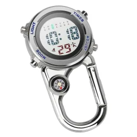 Aceshop Carabiner Watch Digital Clip on Quartz Watch Multifunctional Carabiner FOB Watch Luminous Face Compass Carabiner Watch with Compass for Doctors Nurses Paramedics Chefs Sport Unisex Blue