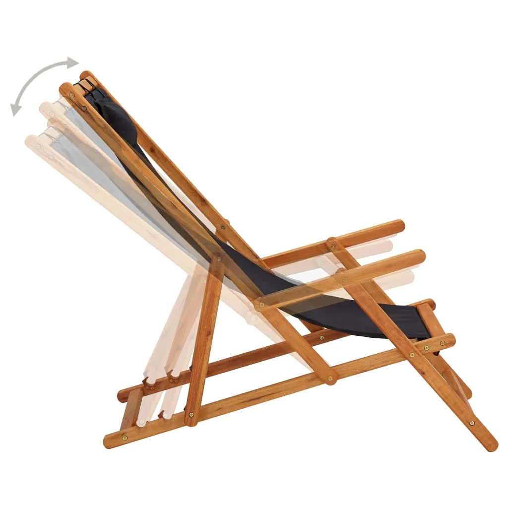 Beach Sling Patio Chair Folding Deck Chair Fabric and Wooden Frame