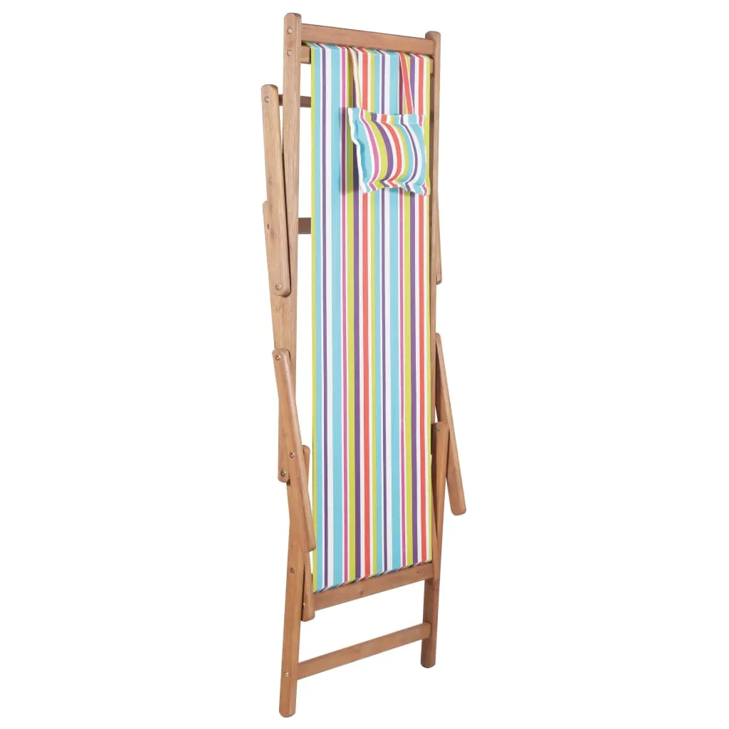 Beach Sling Patio Chair Folding Deck Chair Fabric and Wooden Frame