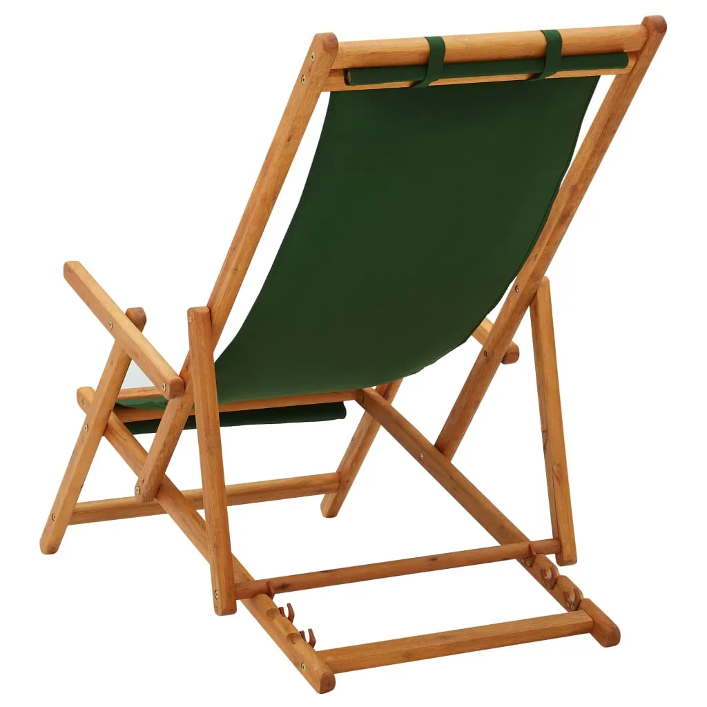 Beach Sling Patio Chair Folding Deck Chair Fabric and Wooden Frame