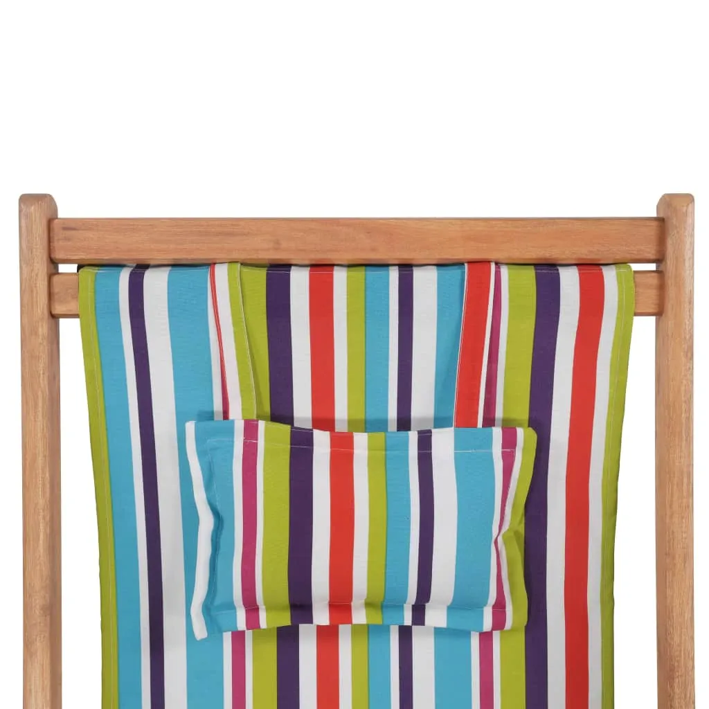 Beach Sling Patio Chair Folding Deck Chair Fabric and Wooden Frame