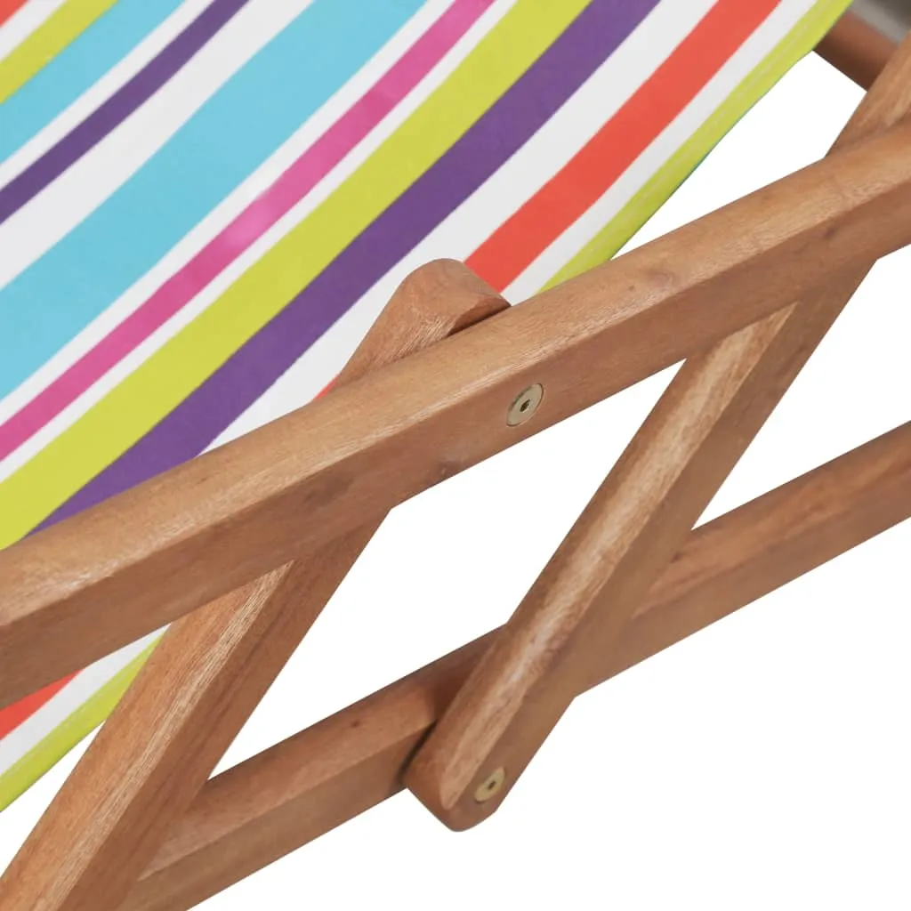 Beach Sling Patio Chair Folding Deck Chair Fabric and Wooden Frame