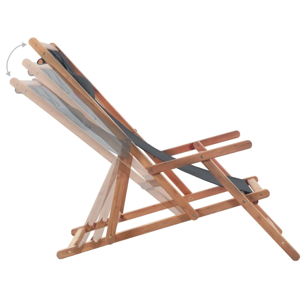 Beach Sling Patio Chair Folding Deck Chair Fabric and Wooden Frame