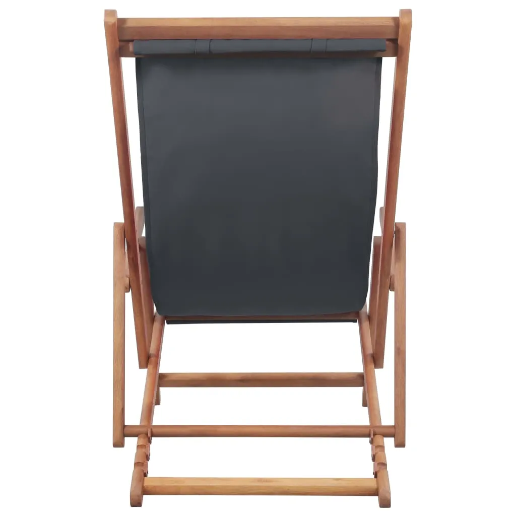 Beach Sling Patio Chair Folding Deck Chair Fabric and Wooden Frame