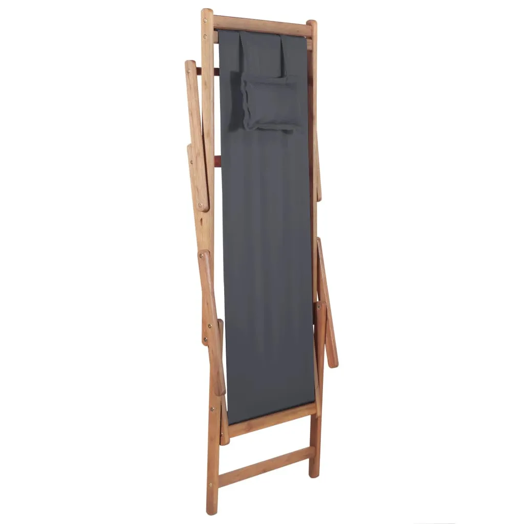 Beach Sling Patio Chair Folding Deck Chair Fabric and Wooden Frame