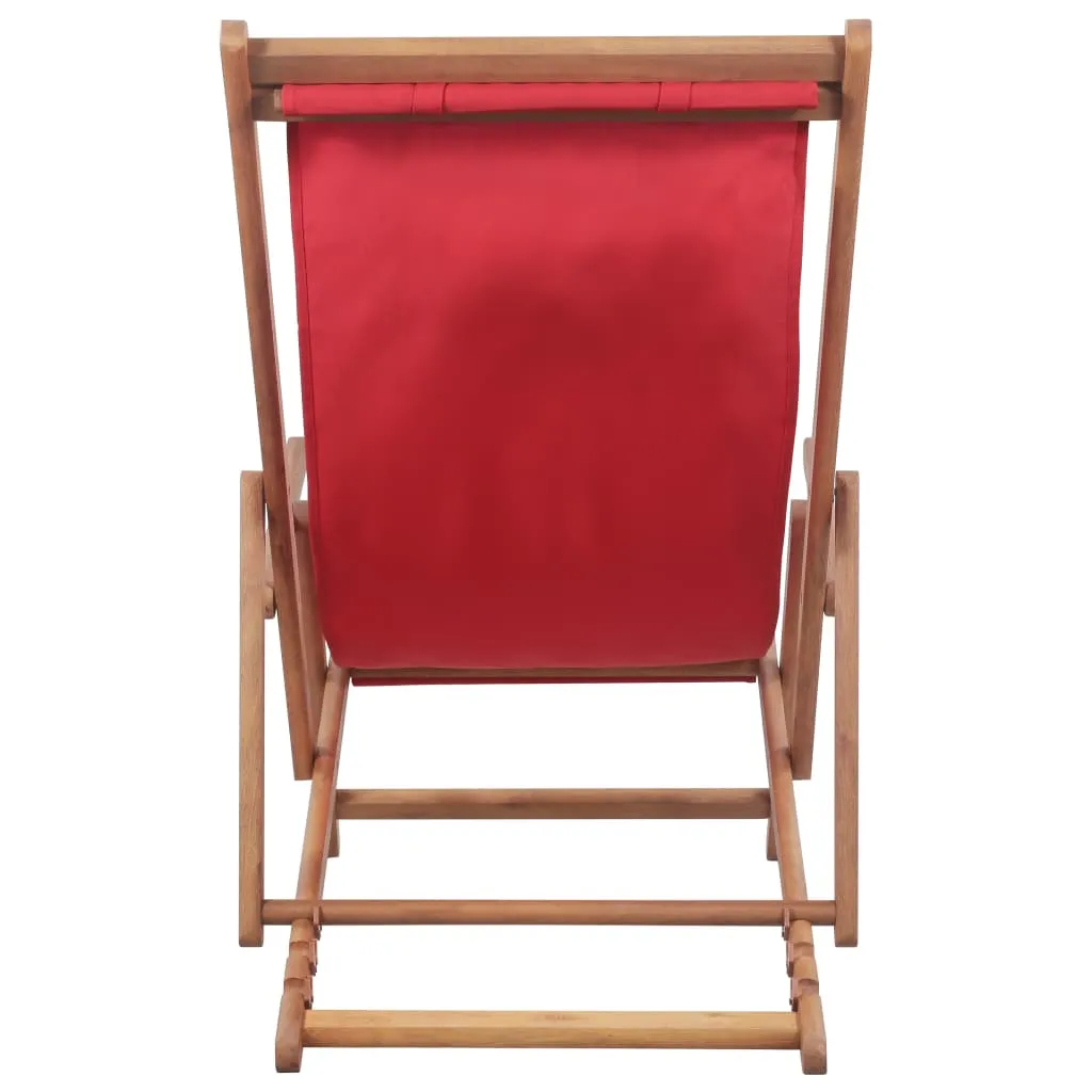 Beach Sling Patio Chair Folding Deck Chair Fabric and Wooden Frame