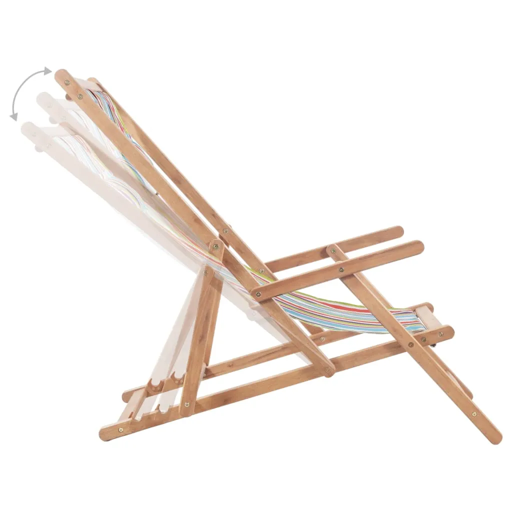 Beach Sling Patio Chair Folding Deck Chair Fabric and Wooden Frame