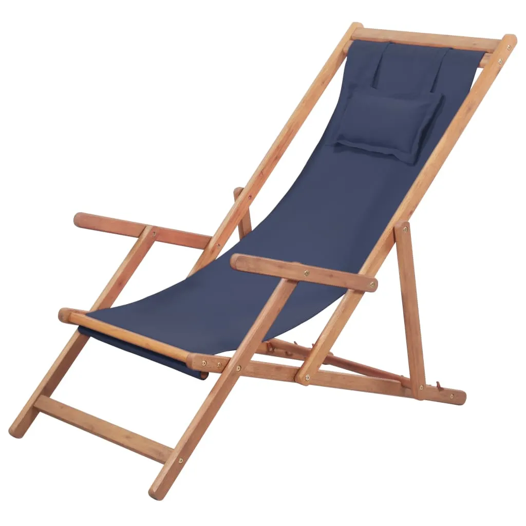 Beach Sling Patio Chair Folding Deck Chair Fabric and Wooden Frame