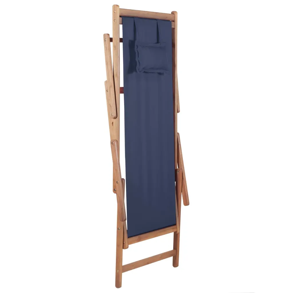 Beach Sling Patio Chair Folding Deck Chair Fabric and Wooden Frame