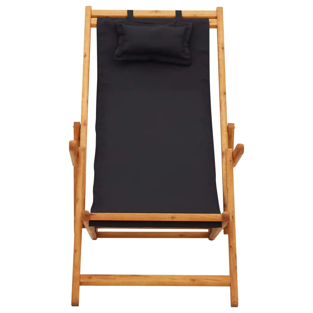 Beach Sling Patio Chair Folding Deck Chair Fabric and Wooden Frame
