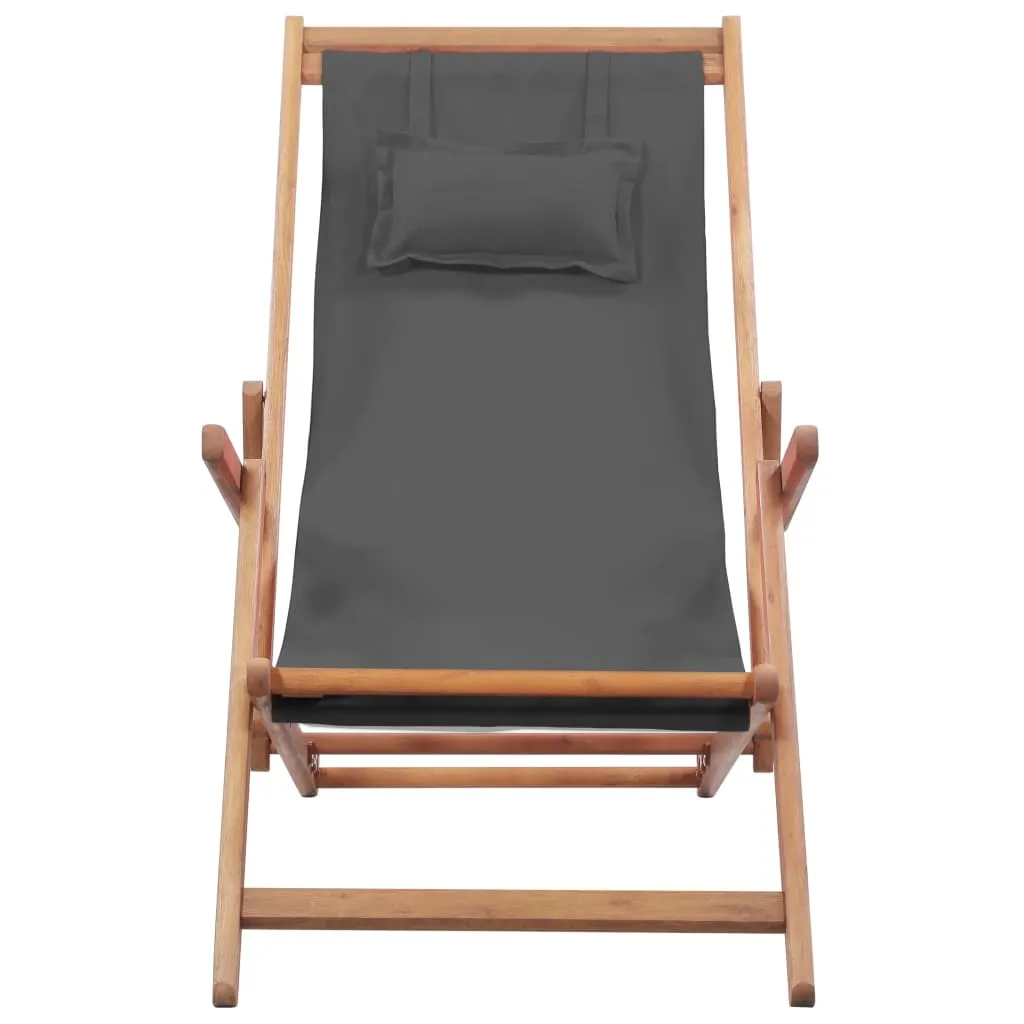 Beach Sling Patio Chair Folding Deck Chair Fabric and Wooden Frame