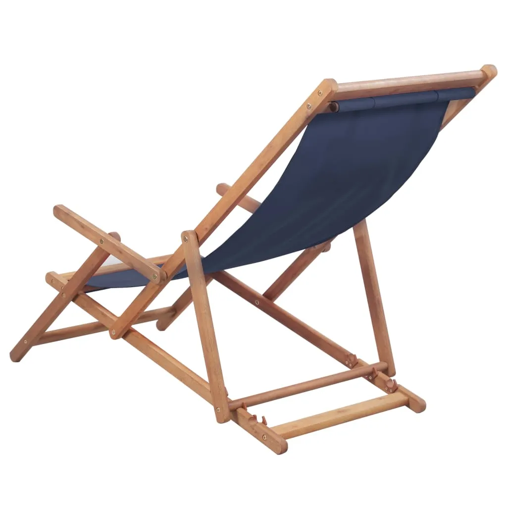 Beach Sling Patio Chair Folding Deck Chair Fabric and Wooden Frame