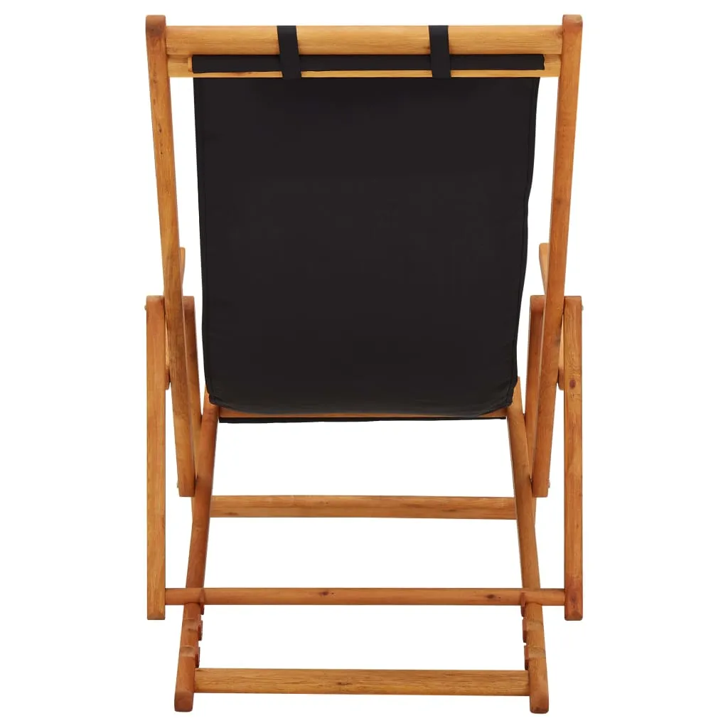 Beach Sling Patio Chair Folding Deck Chair Fabric and Wooden Frame