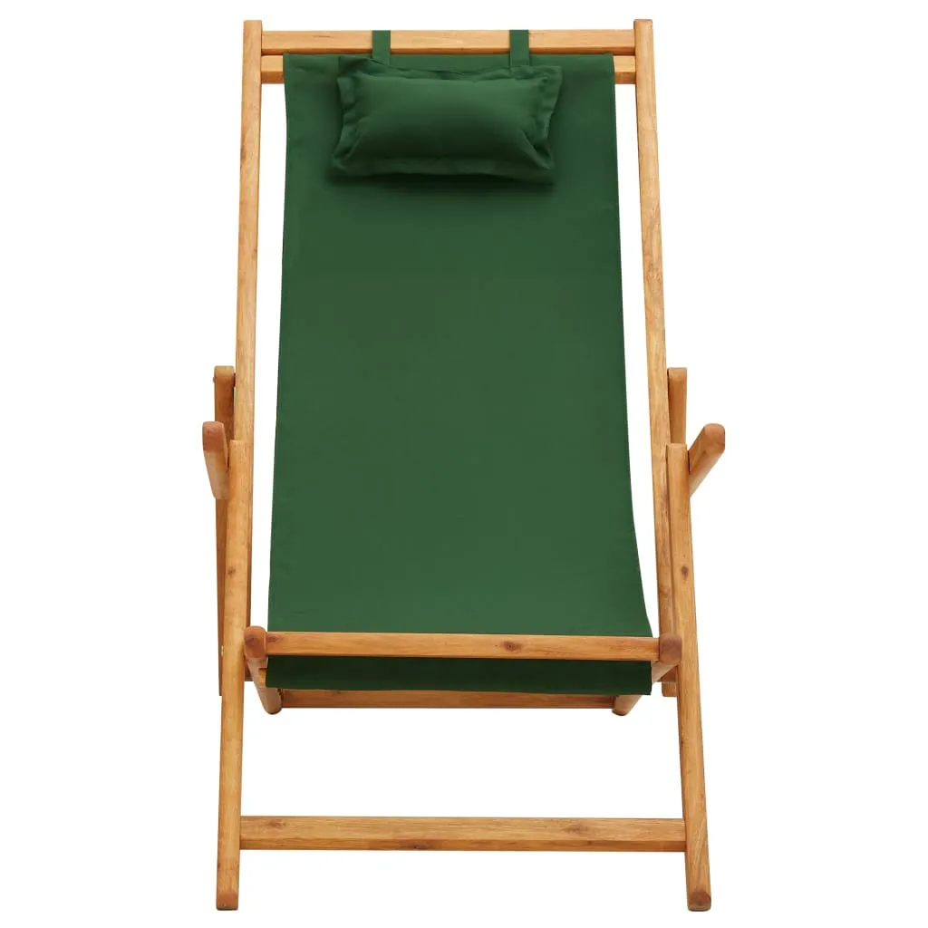 Beach Sling Patio Chair Folding Deck Chair Fabric and Wooden Frame