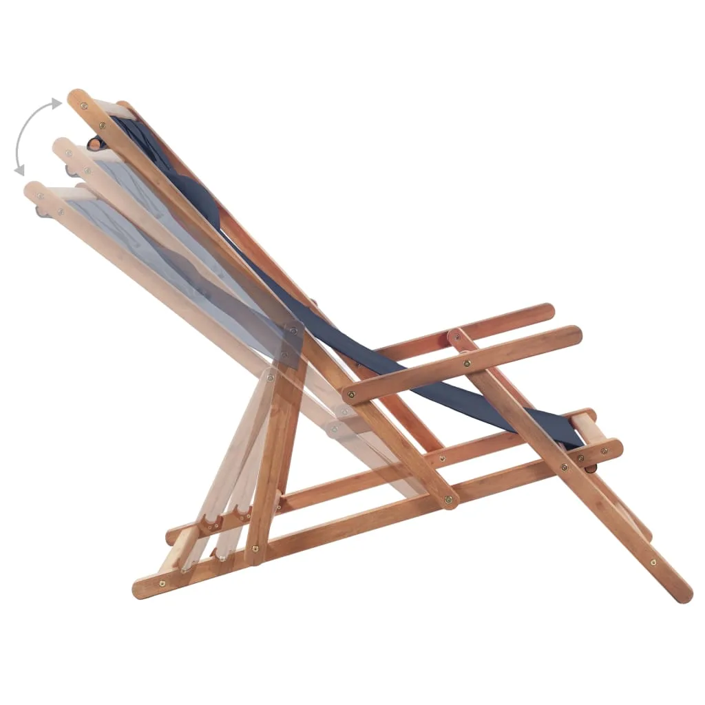 Beach Sling Patio Chair Folding Deck Chair Fabric and Wooden Frame