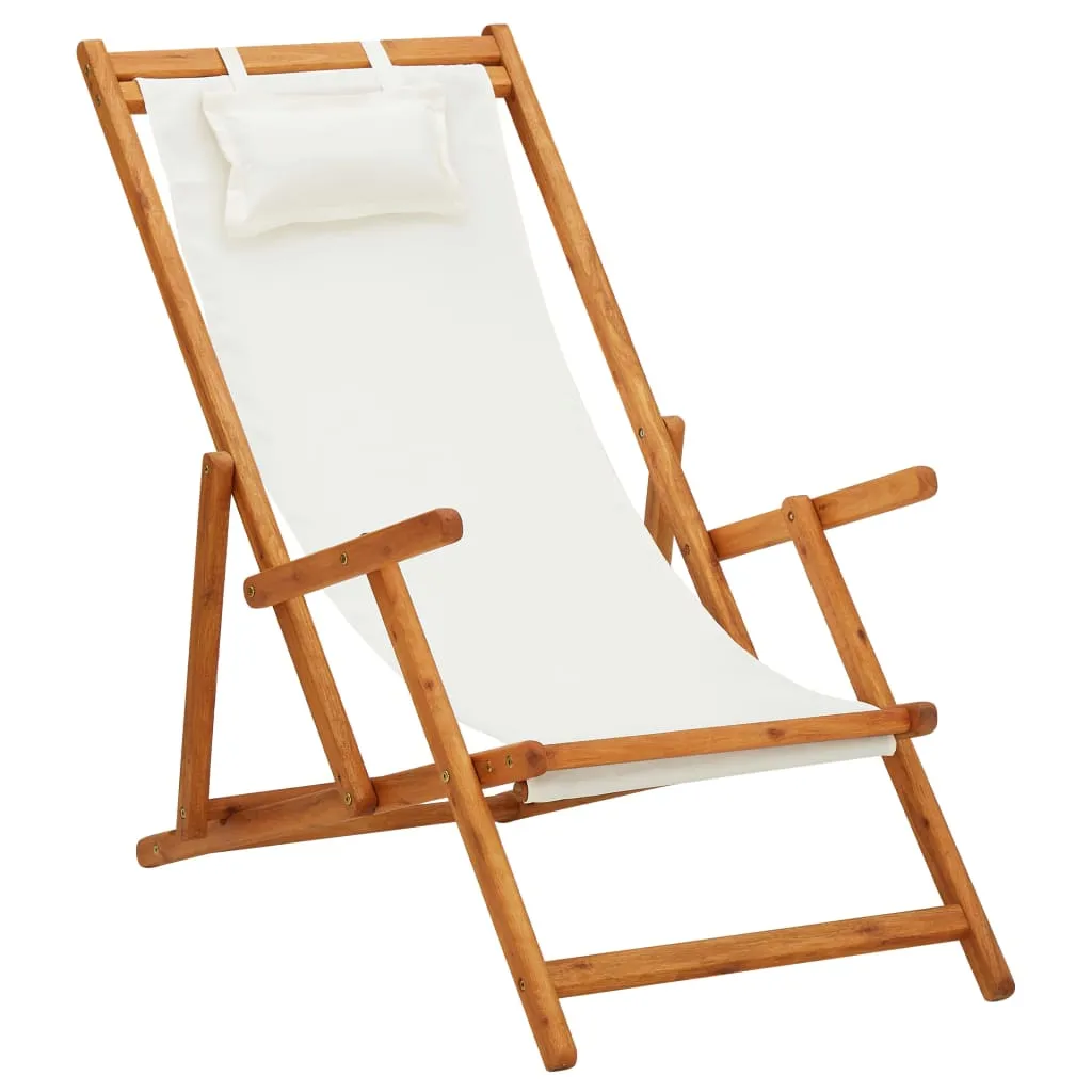 Beach Sling Patio Chair Folding Deck Chair Fabric and Wooden Frame