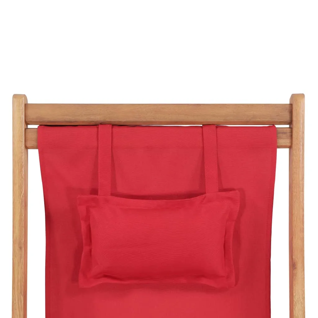 Beach Sling Patio Chair Folding Deck Chair Fabric and Wooden Frame
