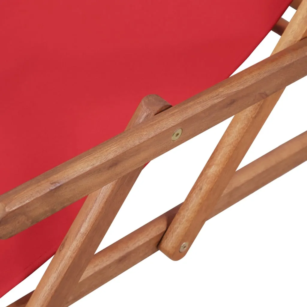 Beach Sling Patio Chair Folding Deck Chair Fabric and Wooden Frame
