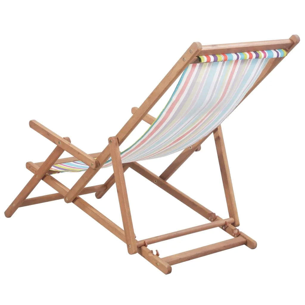 Beach Sling Patio Chair Folding Deck Chair Fabric and Wooden Frame