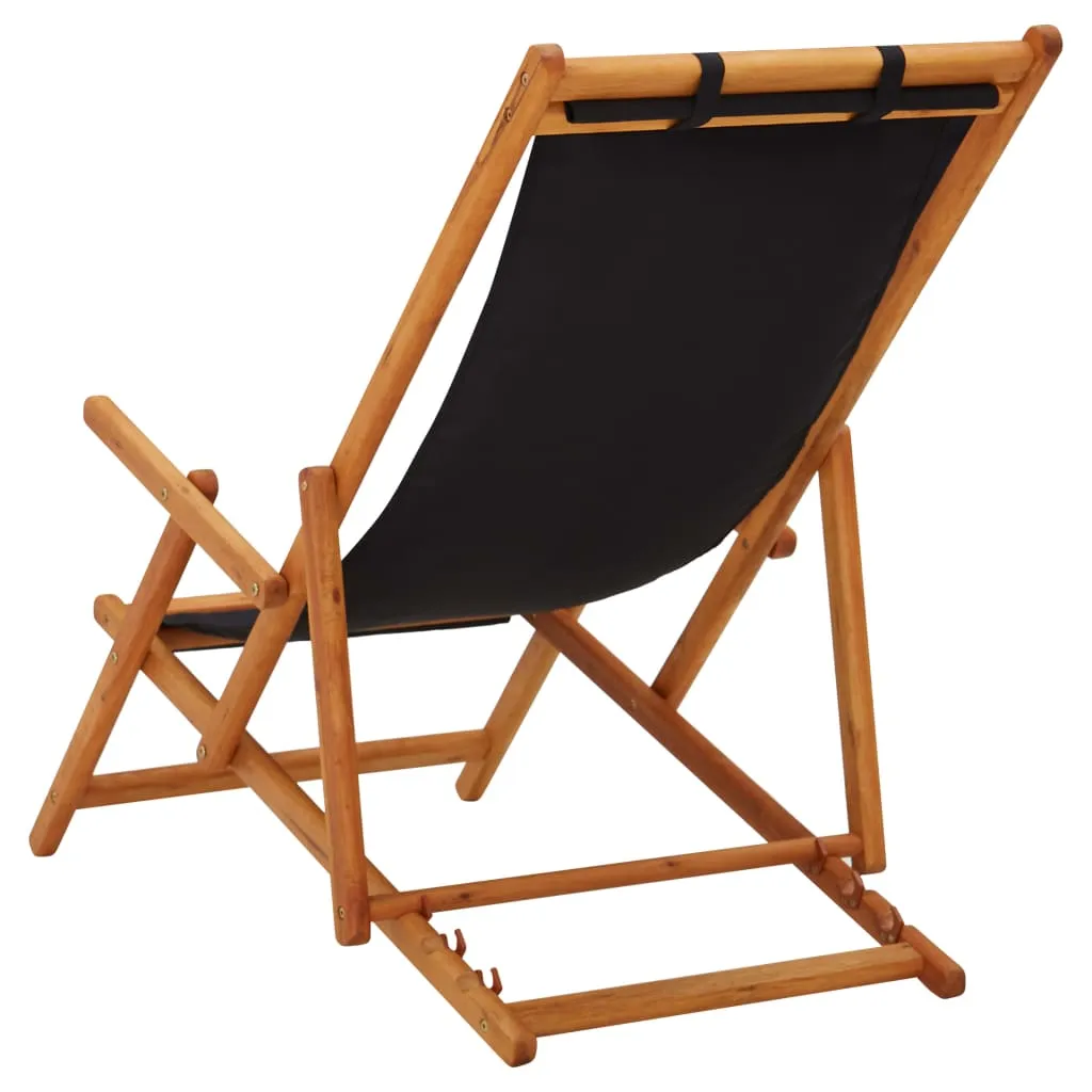 Beach Sling Patio Chair Folding Deck Chair Fabric and Wooden Frame