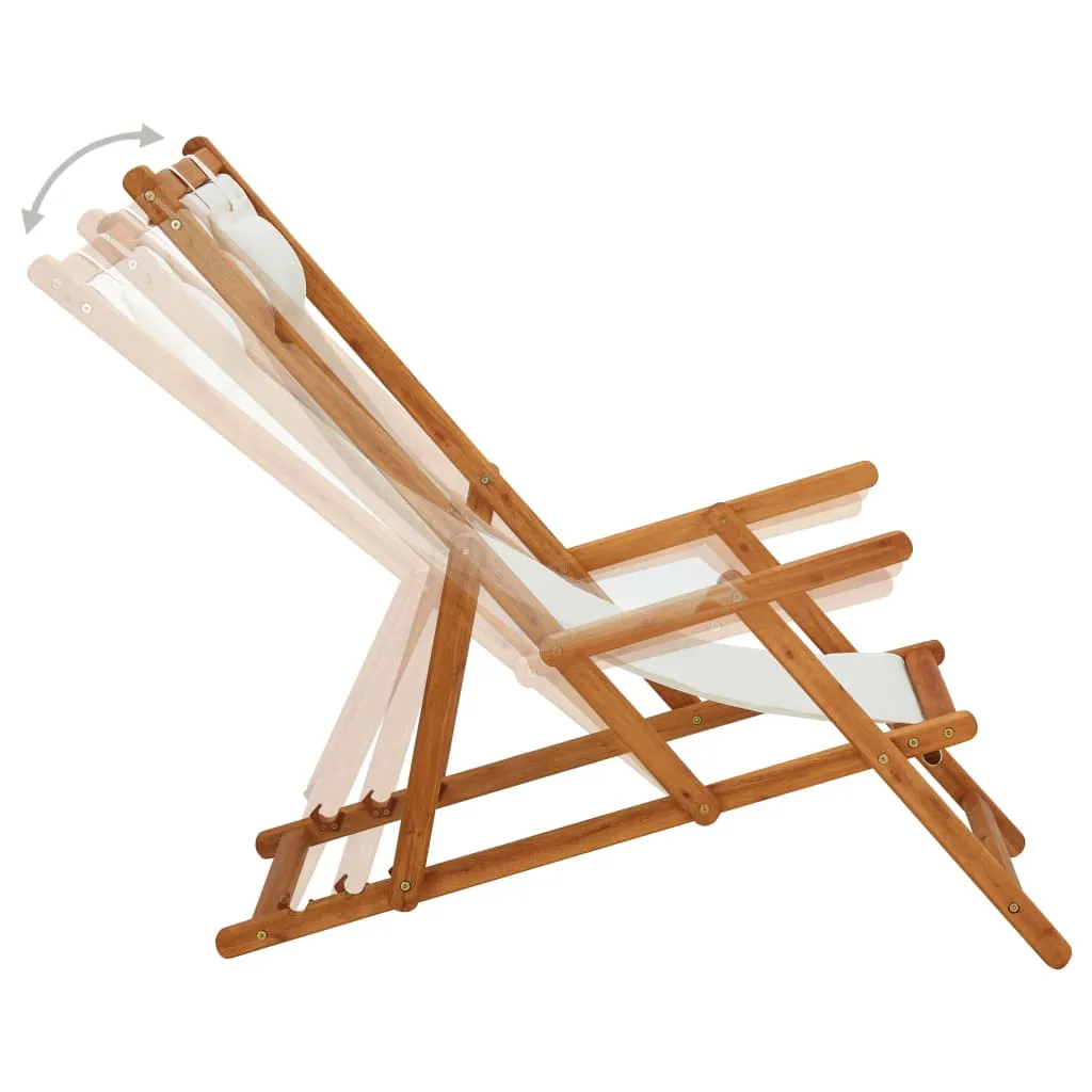 Beach Sling Patio Chair Folding Deck Chair Fabric and Wooden Frame
