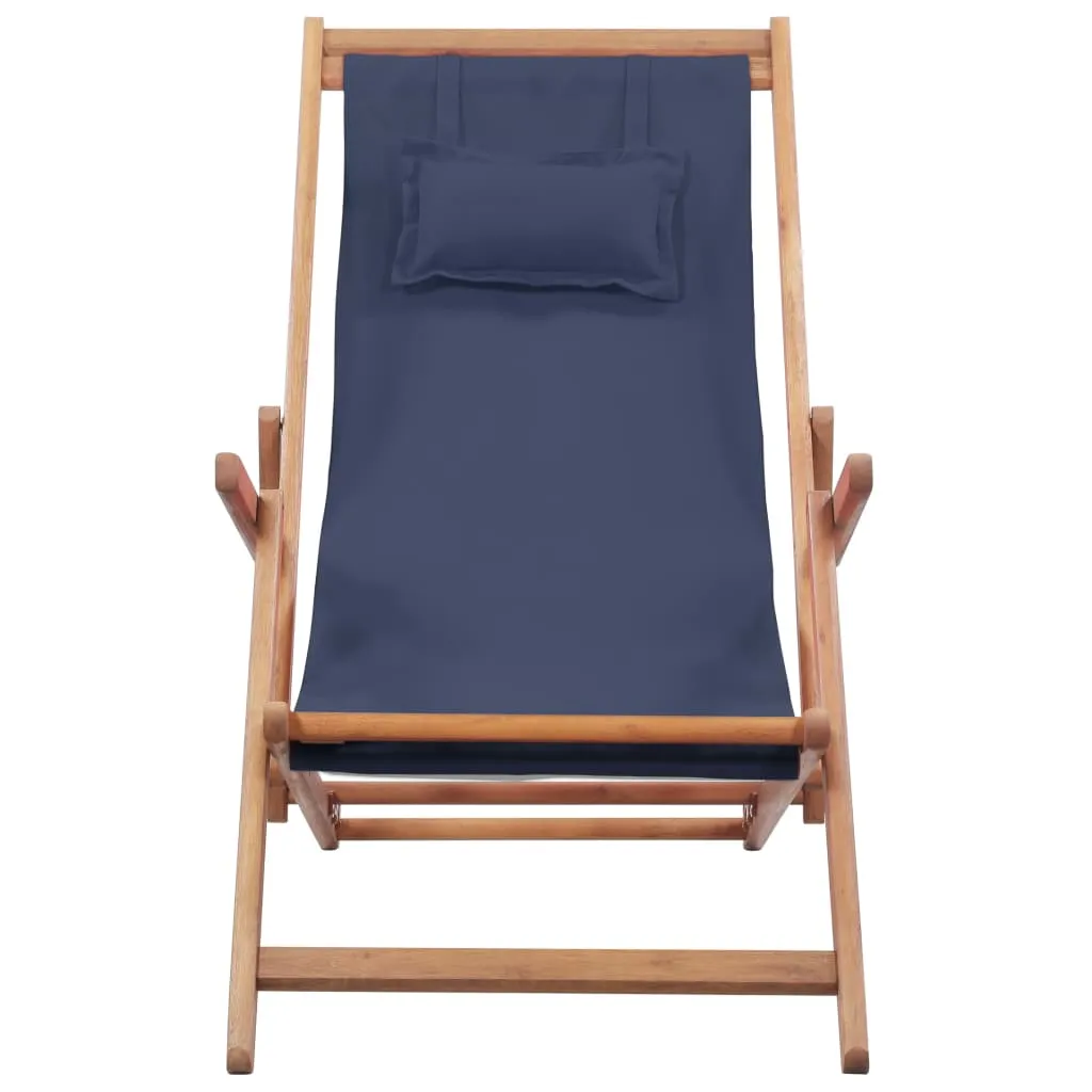 Beach Sling Patio Chair Folding Deck Chair Fabric and Wooden Frame