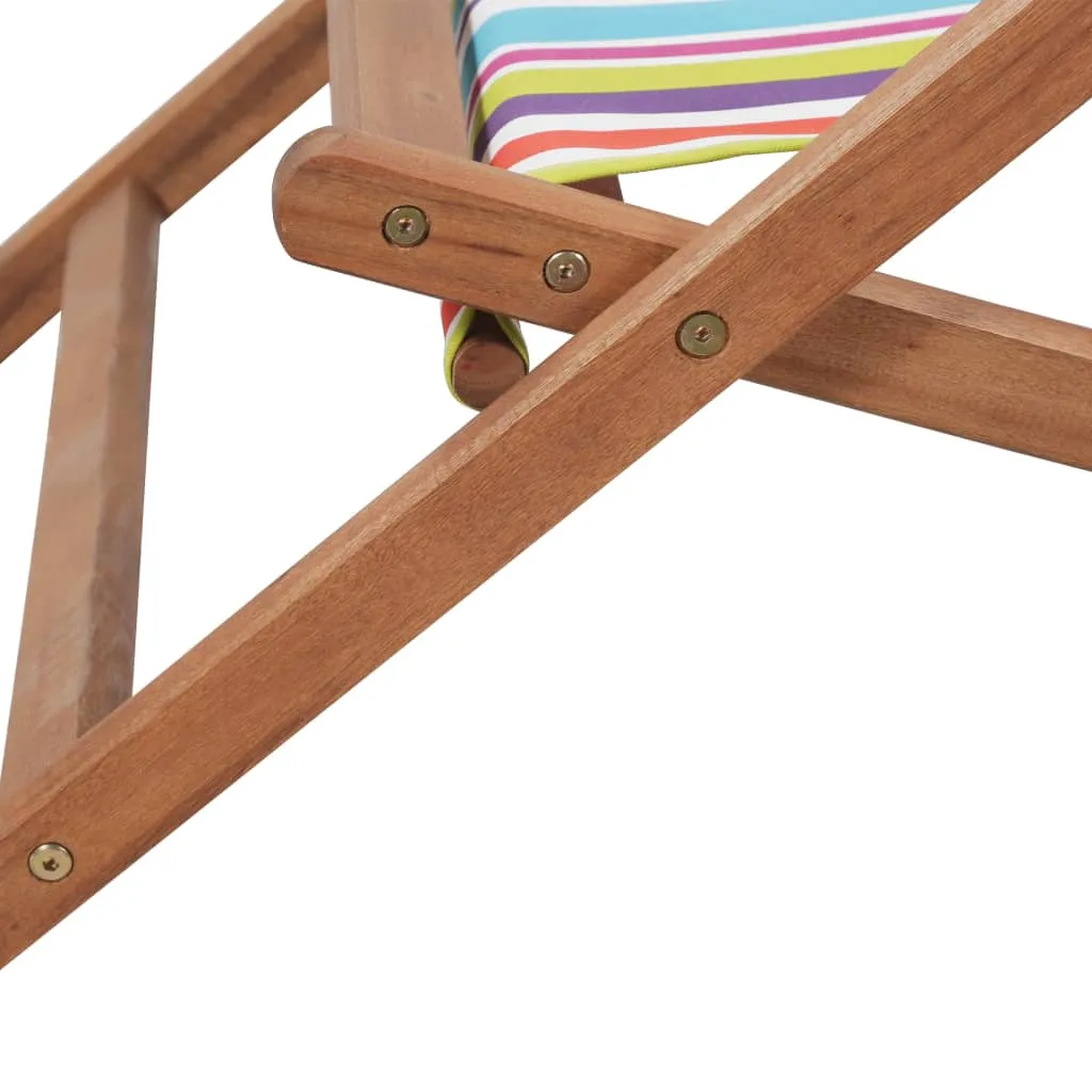 Beach Sling Patio Chair Folding Deck Chair Fabric and Wooden Frame