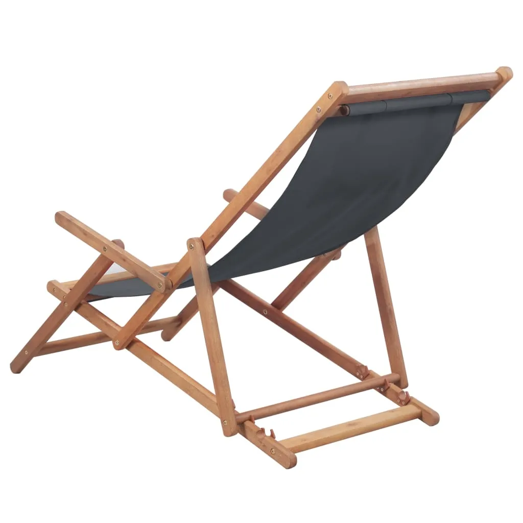 Beach Sling Patio Chair Folding Deck Chair Fabric and Wooden Frame