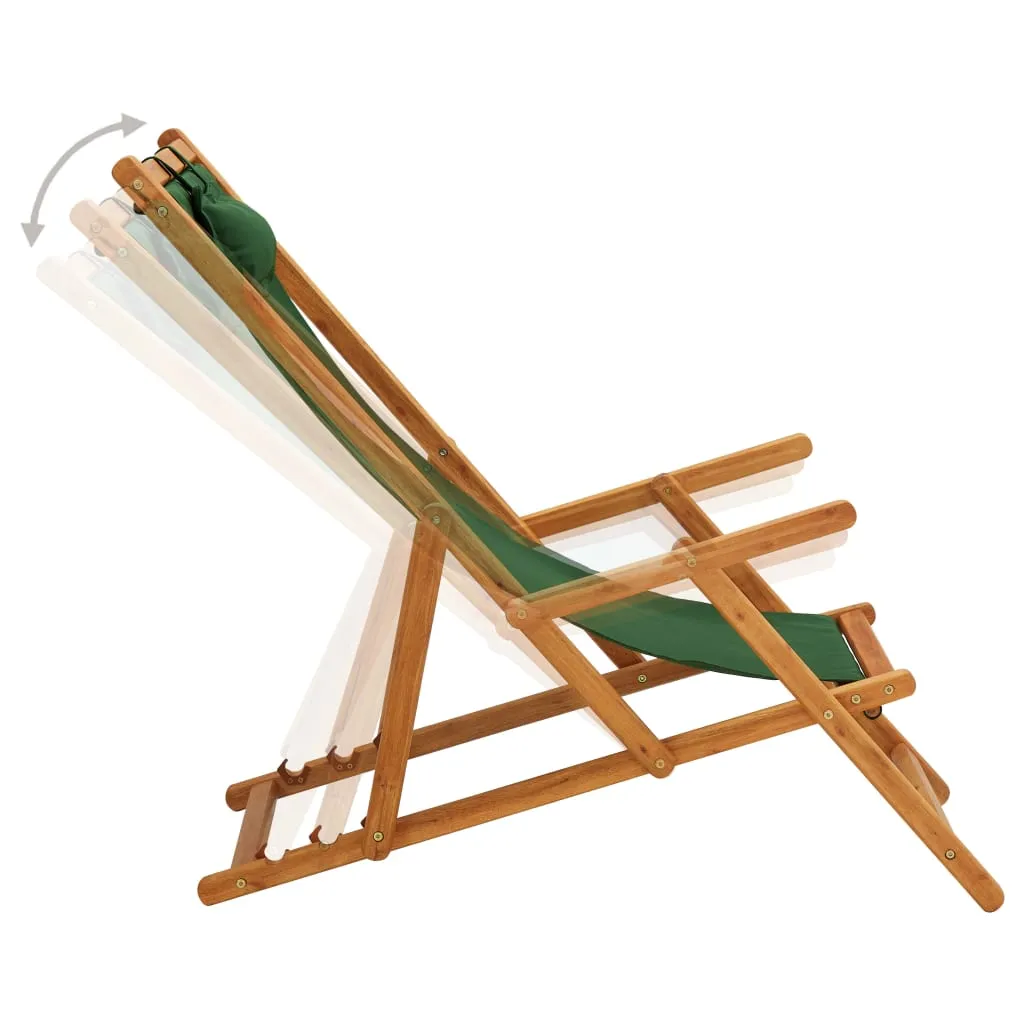 Beach Sling Patio Chair Folding Deck Chair Fabric and Wooden Frame