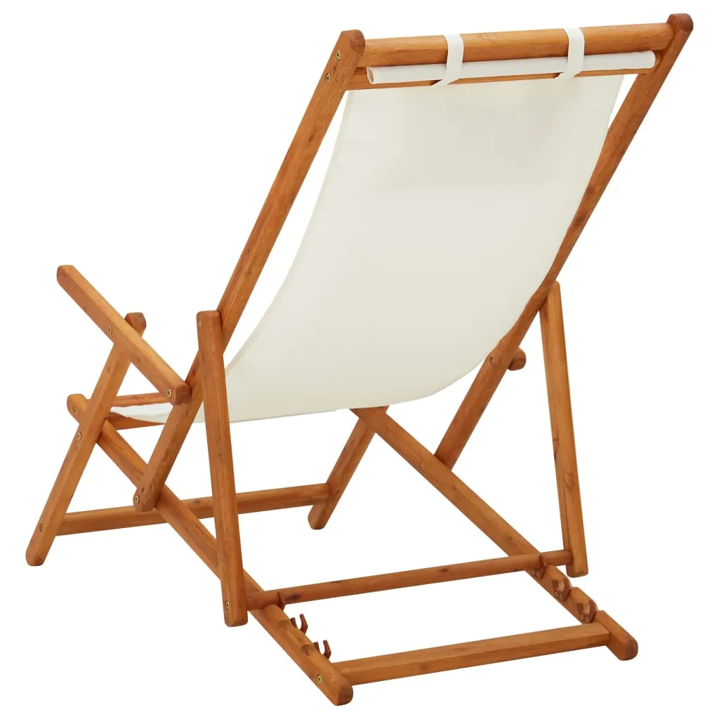 Beach Sling Patio Chair Folding Deck Chair Fabric and Wooden Frame