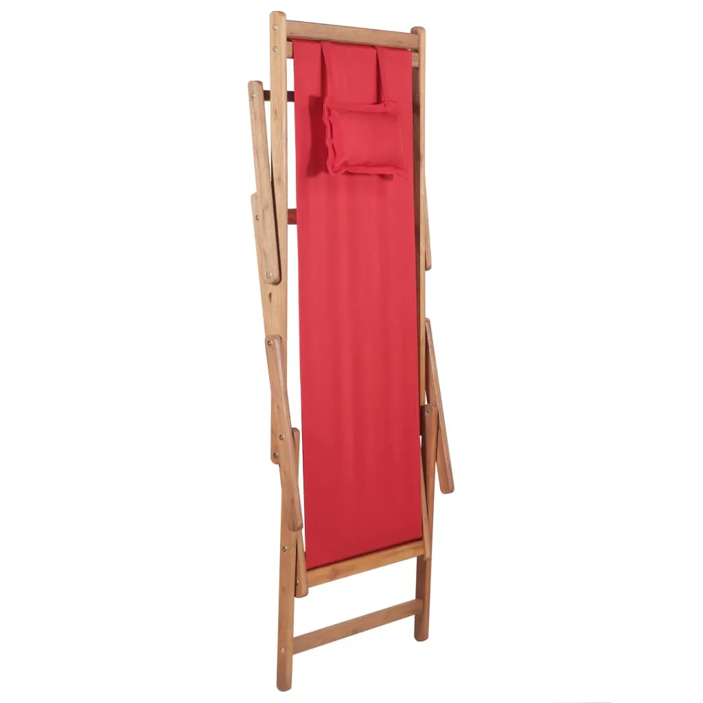 Beach Sling Patio Chair Folding Deck Chair Fabric and Wooden Frame