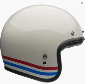 Bell Custom 500 Helmet Pearl White Red/Blue Stripes