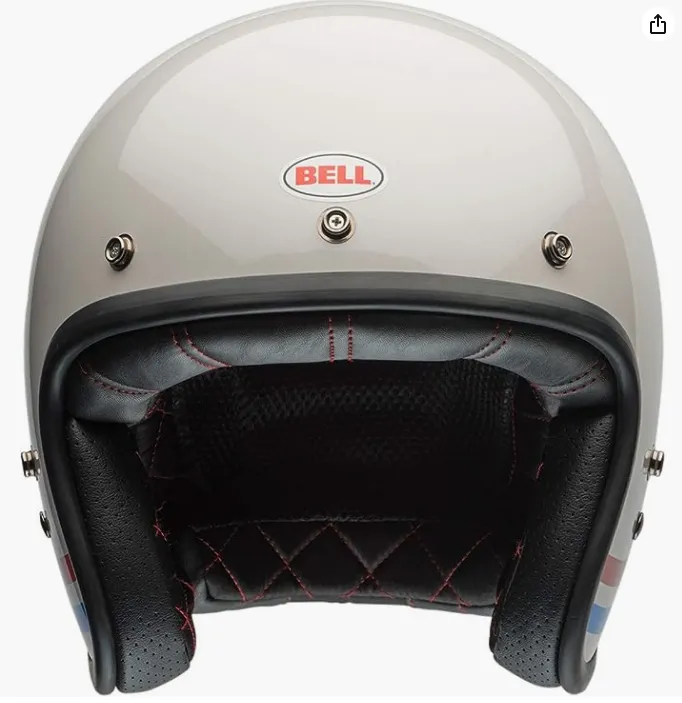 Bell Custom 500 Helmet Pearl White Red/Blue Stripes