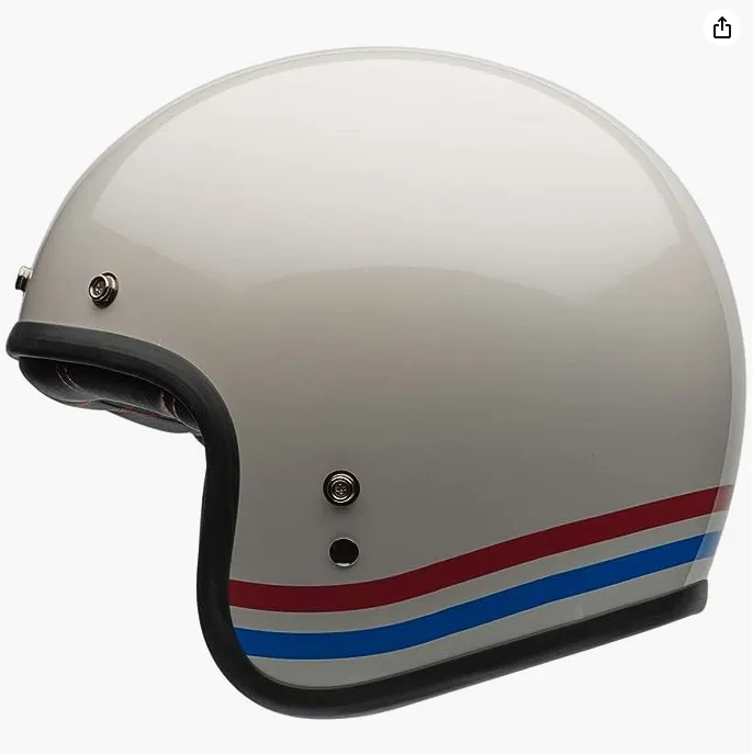 Bell Custom 500 Helmet Pearl White Red/Blue Stripes