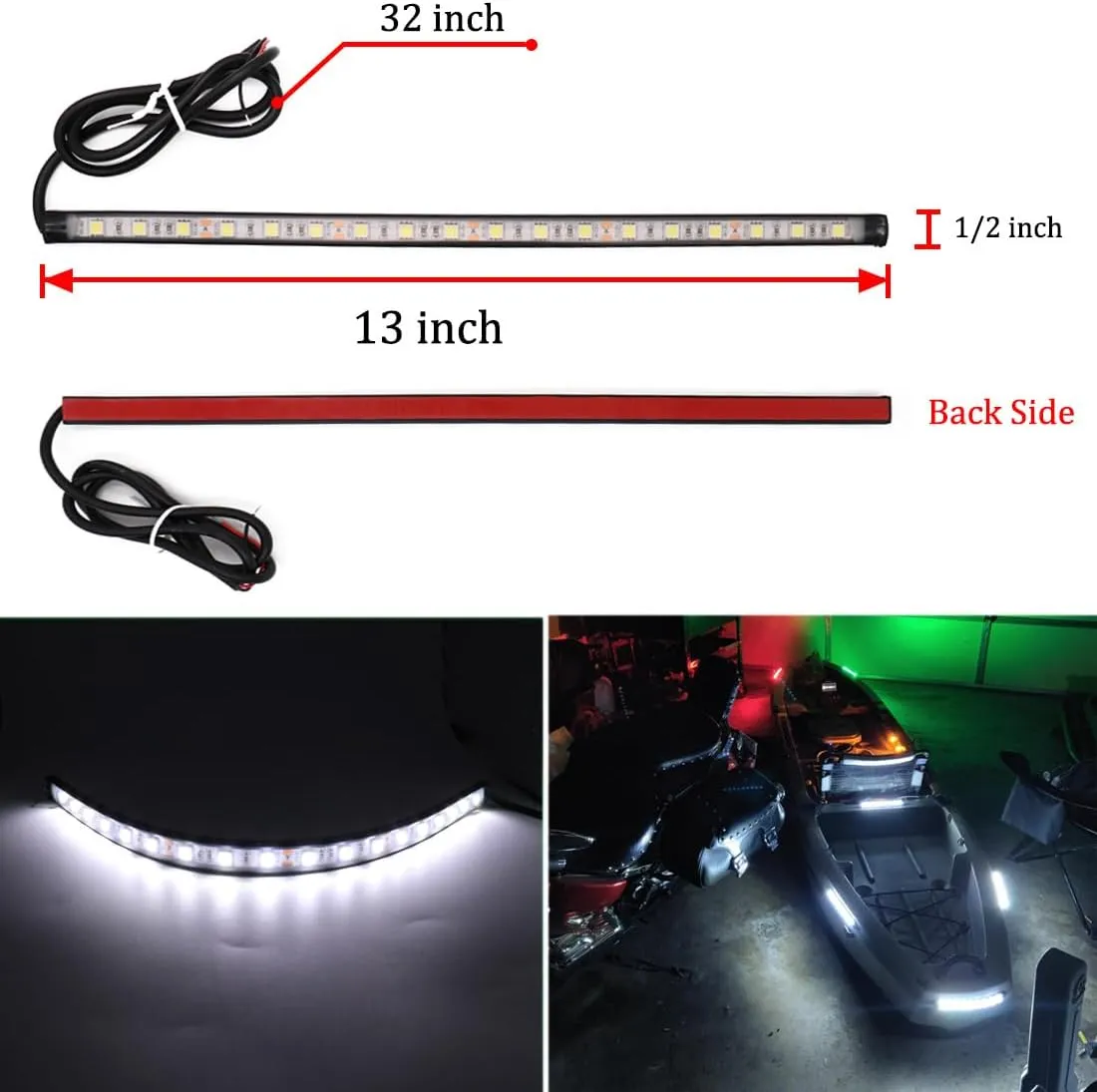 Botepon Navigation Lights - LED Bow Lights, Green & Red, Night Fishing, Deck, IP67 Waterproof for Pontoon, Dinghy, Kayak, Jon Boat, Yacht