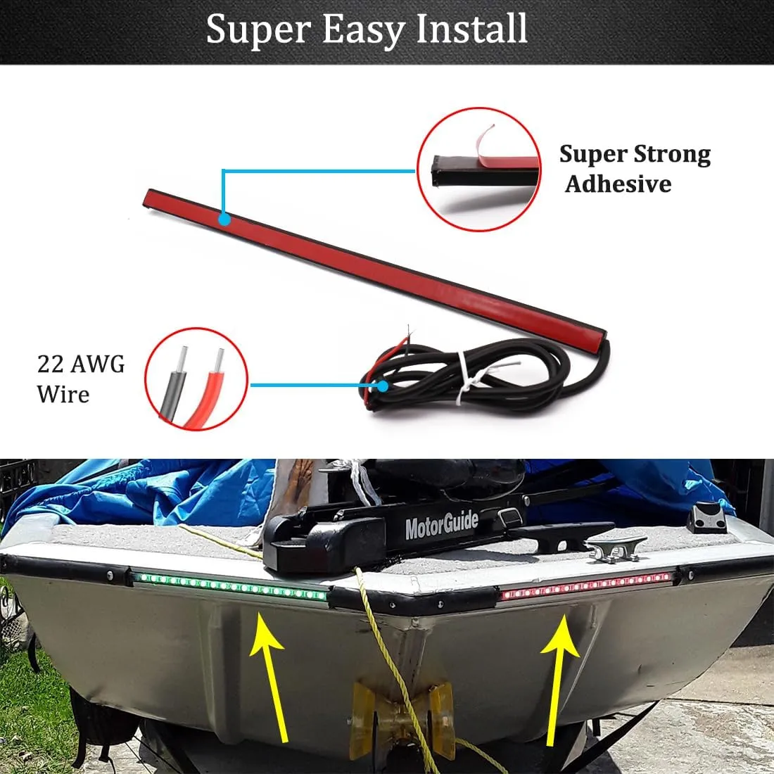 Botepon Navigation Lights - LED Bow Lights, Green & Red, Night Fishing, Deck, IP67 Waterproof for Pontoon, Dinghy, Kayak, Jon Boat, Yacht