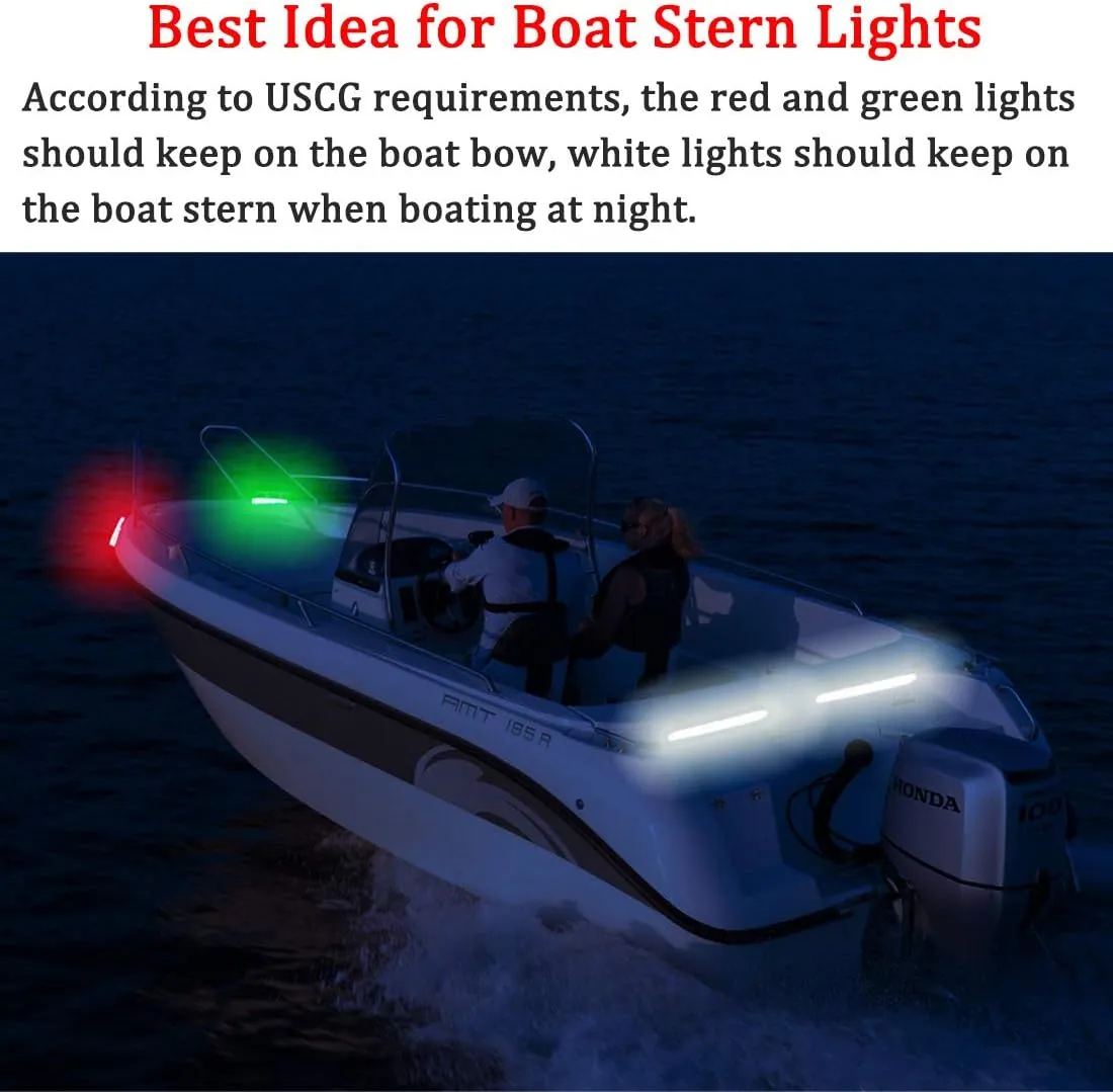 Botepon Navigation Lights - LED Bow Lights, Green & Red, Night Fishing, Deck, IP67 Waterproof for Pontoon, Dinghy, Kayak, Jon Boat, Yacht