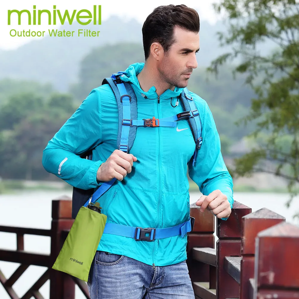Camping water filtration system with foldable bottle
