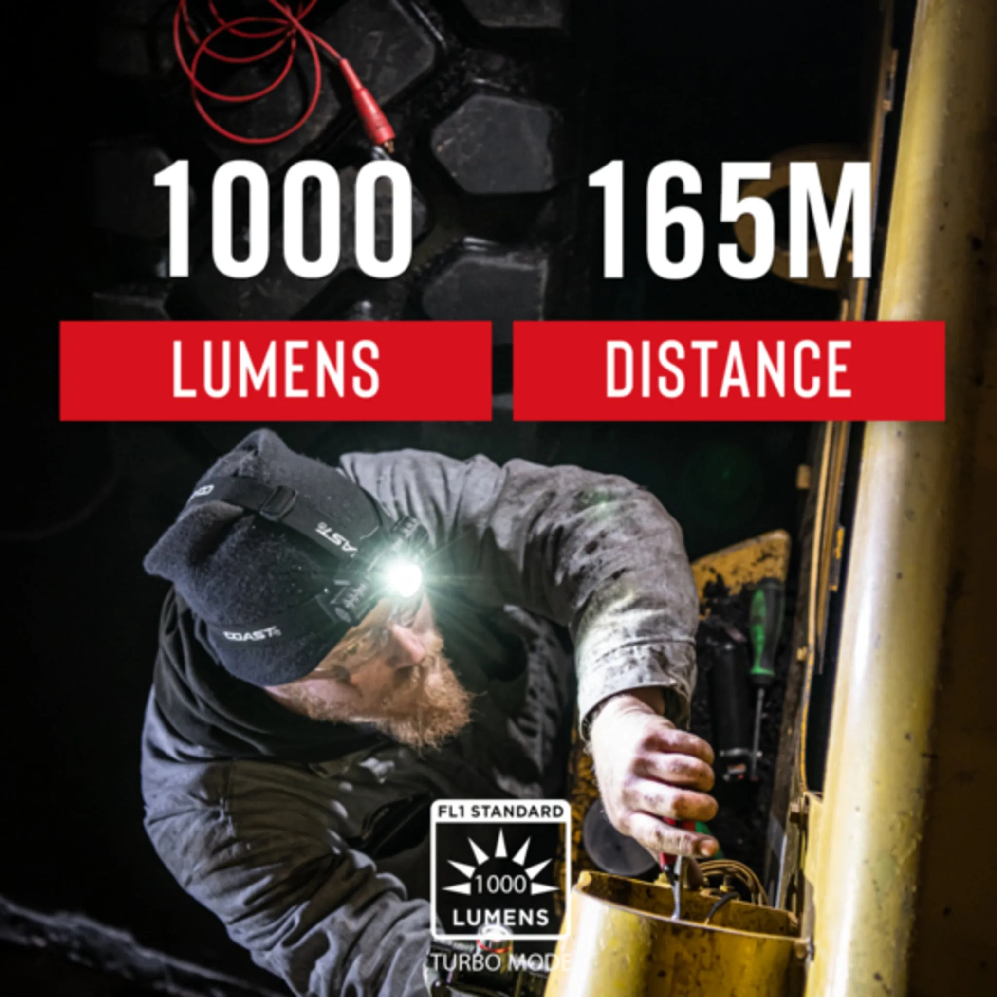 Coast® XPH30R Rechargeable Dual Power LED Headlamp - 1000 Lumens, 165M Beam, 4 Modes, TWIST FOCUS®, Magnetic, IP54 Rated, Durable, Versatile