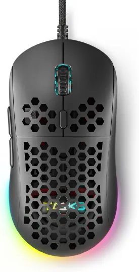DIERYA M1SE Wired Gaming Mouse with Honeycomb Shell, 12800DPI Optical Sensor, 6 Programmable Macros, Software Support for Custom Key Config, and RGB Settings for Windows 7/8/10/XP, Vista, Linux-Black