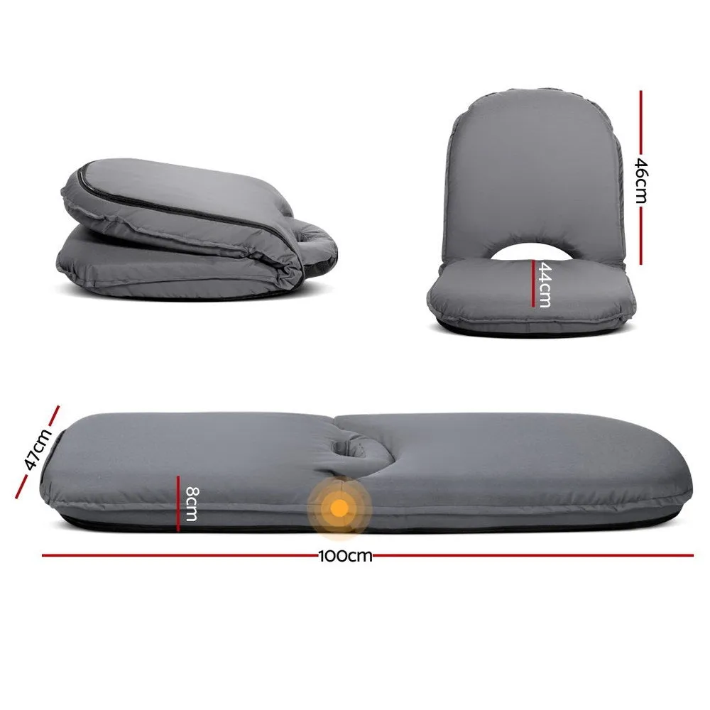 Floor Lounge Sofa Camping Portable Recliner Beach Chair Folding Outdoor - Grey