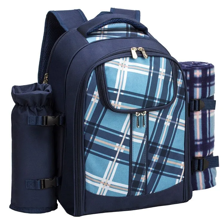 Four-Person Picnic Backpack with Tableware Set, Thermal Insulation, Cold Storage, and Double-Shoulder Straps for Outdoor Camping