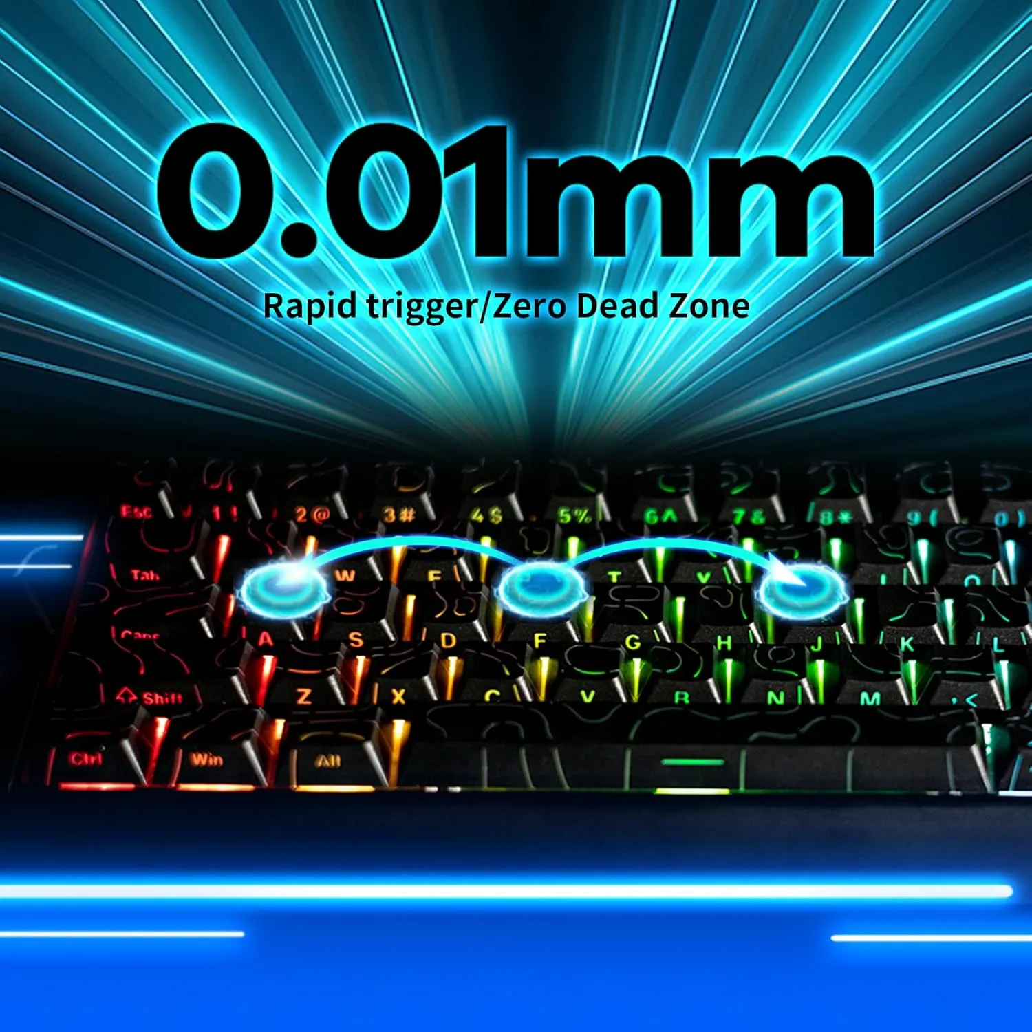 GK GAMAKAY x NaughShark NS68 Hall Effect Rapid Trigger Gaming Keyboard, Bluetooth/USB-C/2.4GHz 8KHz Polling Rate 0.01mm RT Snap Tap, Outemu Peach Crystal Magnetic Switch Keyboard (Black-Shine Through)