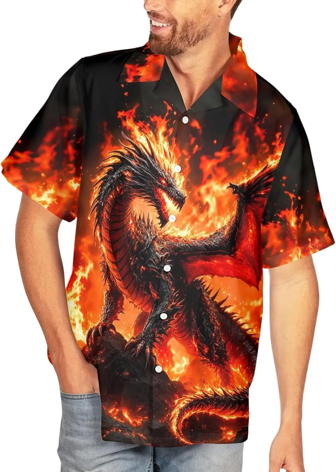 HUGLAZY 4th of July Outfit Funny Hawaiian Shirt for Men Short Sleeve Button Down Shirts Party Outfits
