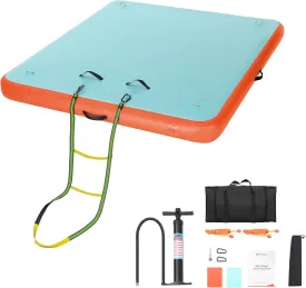 Inflatable Floating Dock, 5/8/10ft Air Dock Platform for Water Recreation, Inflatable Water Mat with Non-Slip Surface, Rope Ladder, Floating Island Raft for Ocean, Lake, River, Boat