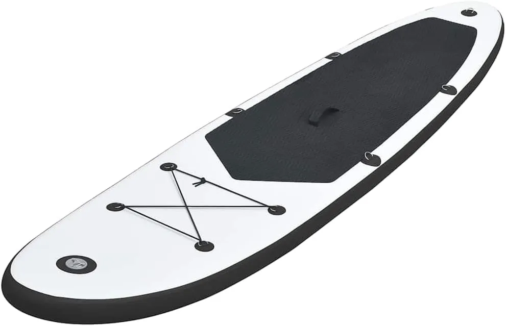 Inflatable Stand Up Paddleboard Set with Accessories, Puncture-Resistant Design, for Smooth Water Rides, Black and White