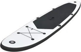 Inflatable Stand Up Paddleboard Set with Accessories, Puncture-Resistant Design, for Smooth Water Rides, Black and White